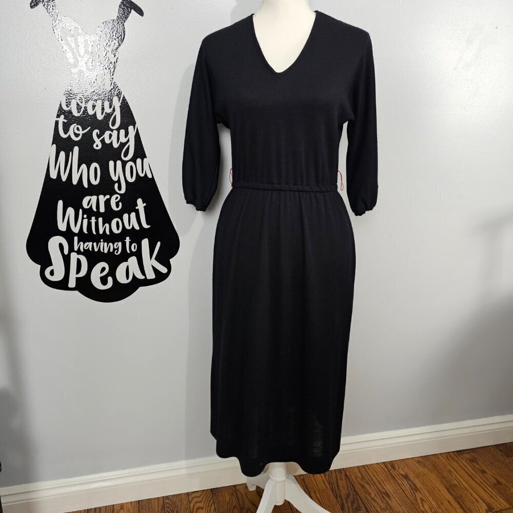 Pedestal Originals New Vintage Union Black Wool Blend A-Line Sheath Dress